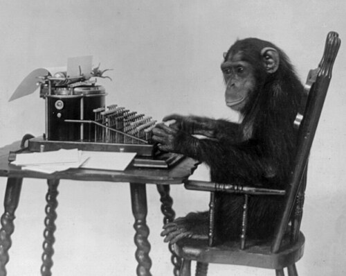 A chimpanzee at a typewriter